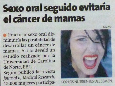 "Oral sex helps to avoid breast cancer!