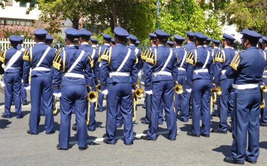 The military orchestra from behind